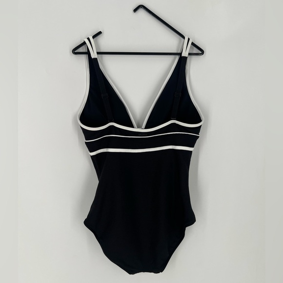 Sea Level Elite Plunge Contrast Black White Striped One Piece Swimsuit - Picture 6 of 7